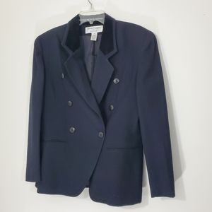 Rena Rowan Black Wool Double Breasted Blazer, Size 10